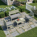 Outsunny 4 Seater Wooden Garden Furniture Set with Loveseat, Chairs, Table