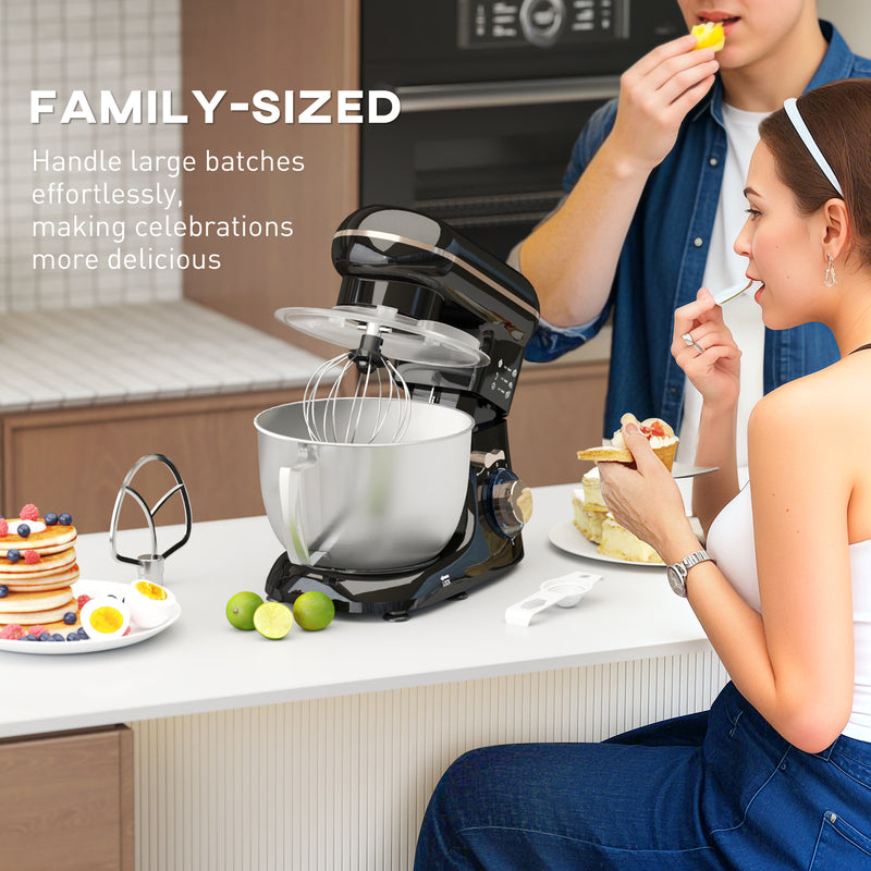 HOMCOM Electric Stand Mixer, 4.5L Food Mixer with Dough Hook, Whisk