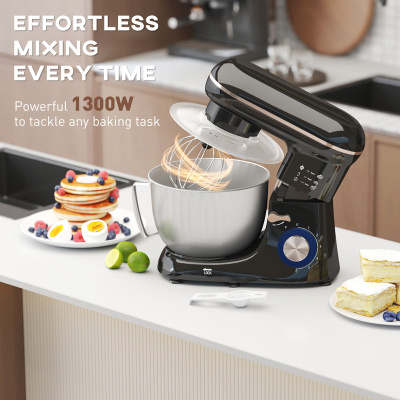 HOMCOM Electric Stand Mixer, 4.5L Food Mixer with Dough Hook, Whisk