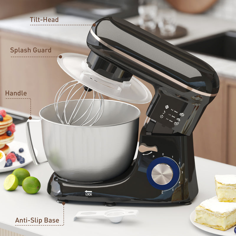 HOMCOM Electric Stand Mixer, 4.5L Food Mixer with Dough Hook, Whisk
