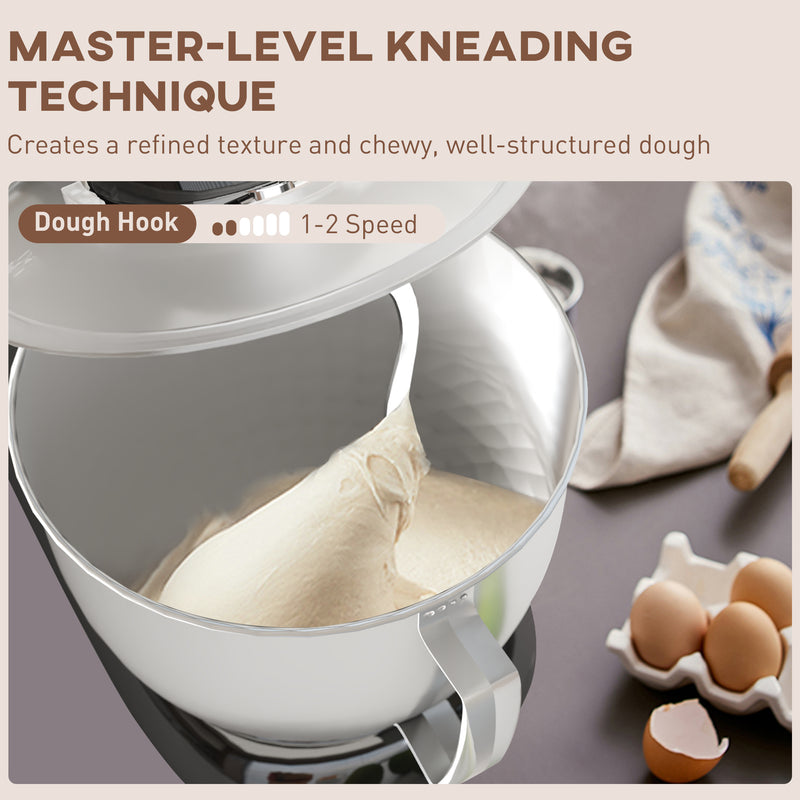 HOMCOM Electric Stand Mixer, 4.5L Food Mixer with Dough Hook, Whisk