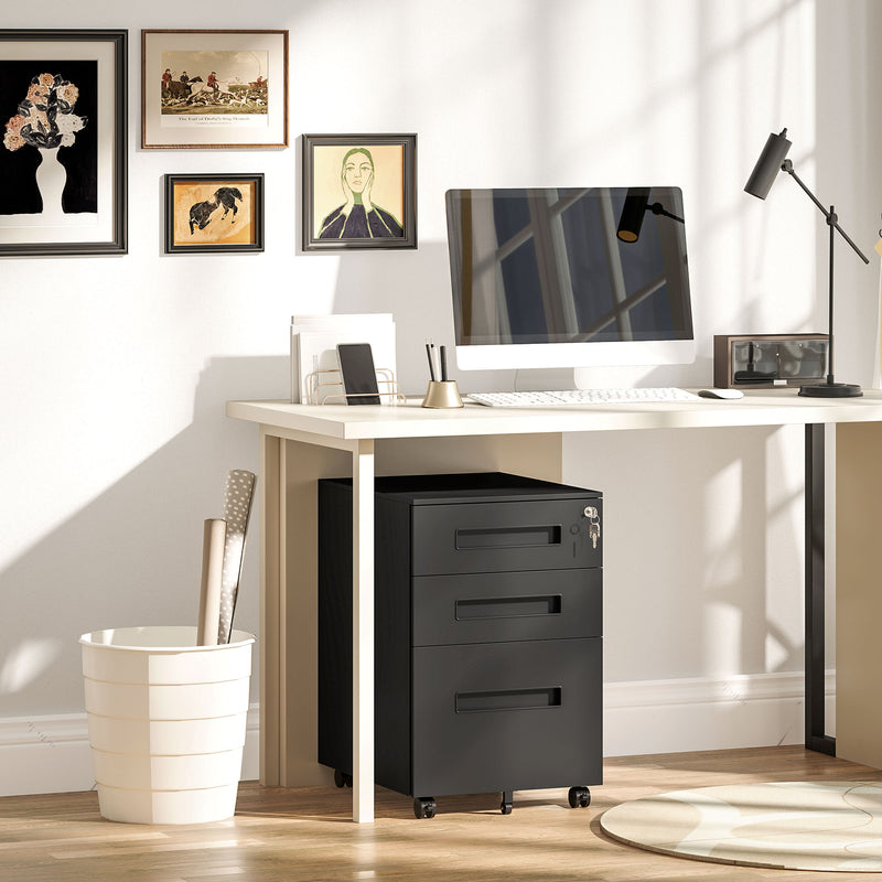 Vinsetto Lockable Mobile Filing Cabinet w/ 3 Drawers 39 x 48 x 60 cm