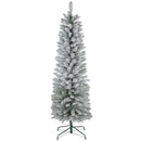 HOMCOM Artificial Pencil Christmas Tree With Snow Flocked Tips, Green