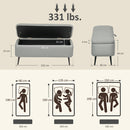 HOMCOM Storage Ottoman Bench, Linen Fabric Footstool with Steel Legs