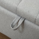 HOMCOM Storage Ottoman Bench, Linen Fabric Footstool with Steel Legs