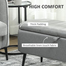 HOMCOM Storage Ottoman Bench, Linen Fabric Footstool with Steel Legs