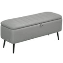 HOMCOM Storage Ottoman Bench, Linen Fabric Footstool with Steel Legs