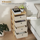 HOMCOM Chest of Drawers, 4 Drawers Dresser with Bamboo Frame, Cream White