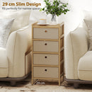 HOMCOM Chest of Drawers, 4 Drawers Dresser with Bamboo Frame, Cream White