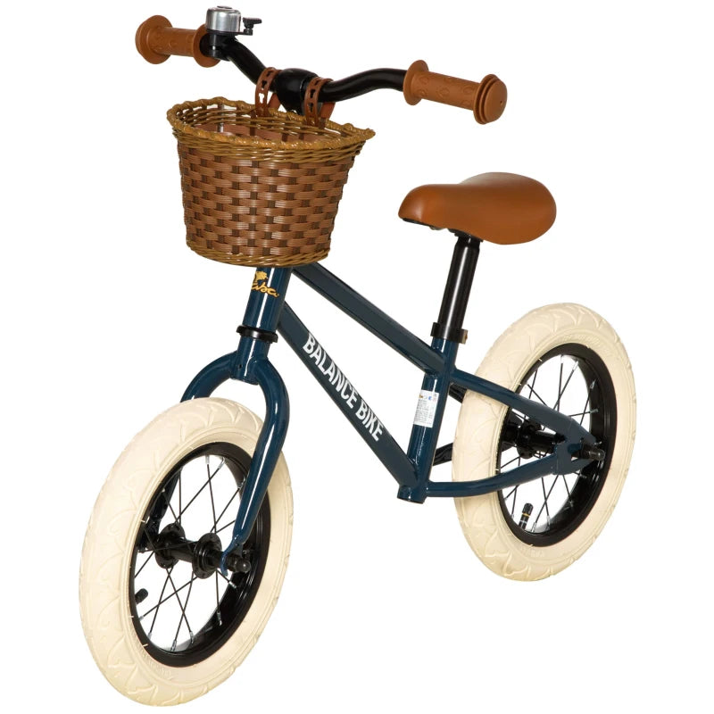 Kids Balance Bike with Basket - Blue