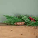 1.50m Pine and Red Berry Christmas Garland with Pinecones