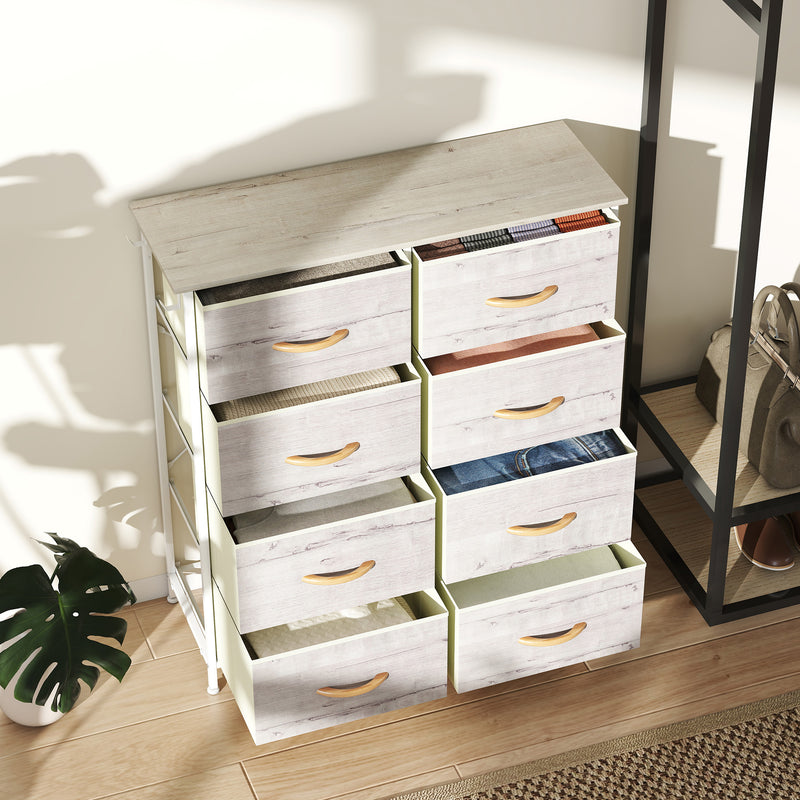 HOMCOM Fabric Chest Of Drawers, 8 Drawer Dresser For Bedroom