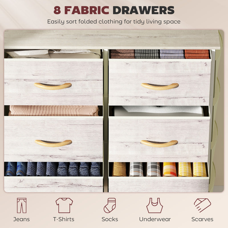 HOMCOM Fabric Chest Of Drawers, 8 Drawer Dresser For Bedroom