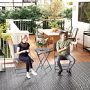 Outsunny 3 Pieces Outdoor Bistro Set, Glass Top Table And Chairs, Grey