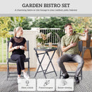 Outsunny 3 Pieces Outdoor Bistro Set, Glass Top Table And Chairs, Grey