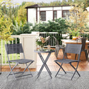 Outsunny 3 Pieces Outdoor Bistro Set, Glass Top Table And Chairs, Grey