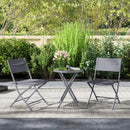 Outsunny 3 Pieces Outdoor Bistro Set, Glass Top Table And Chairs, Grey