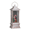 29cm Battery Powered Light up Antique Lantern Christmas Water Spinner with Snowy Mouse Scene