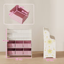 AIYAPLAY Kids Storage Unit with 6 Fabric Drawers & 2-Tier Sling Rack, Pink