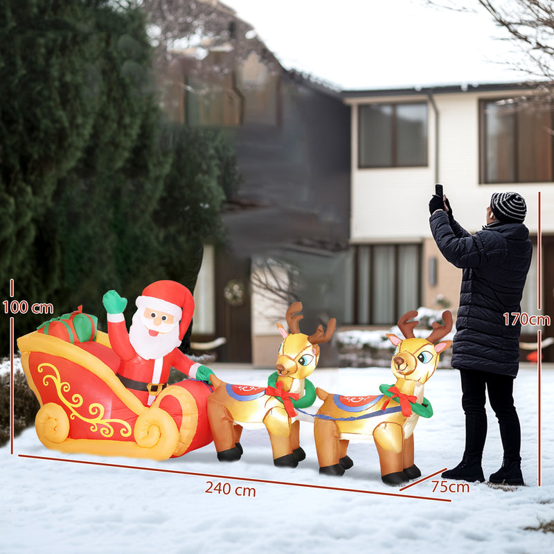 Outsunny 7.9ft Christmas Inflatable Santa on Sleigh, Blow Up Decoration