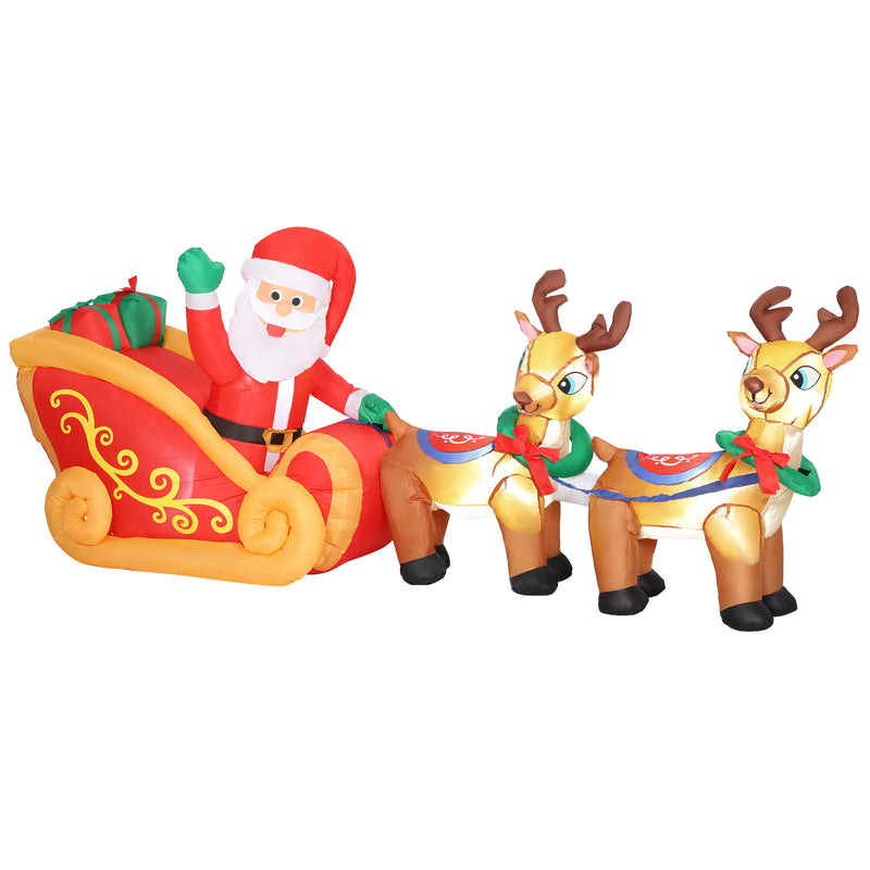 Outsunny 7.9ft Christmas Inflatable Santa on Sleigh, Blow Up Decoration