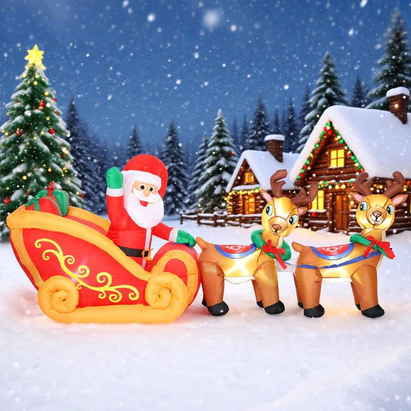 Outsunny 7.9ft Christmas Inflatable Santa on Sleigh, Blow Up Decoration