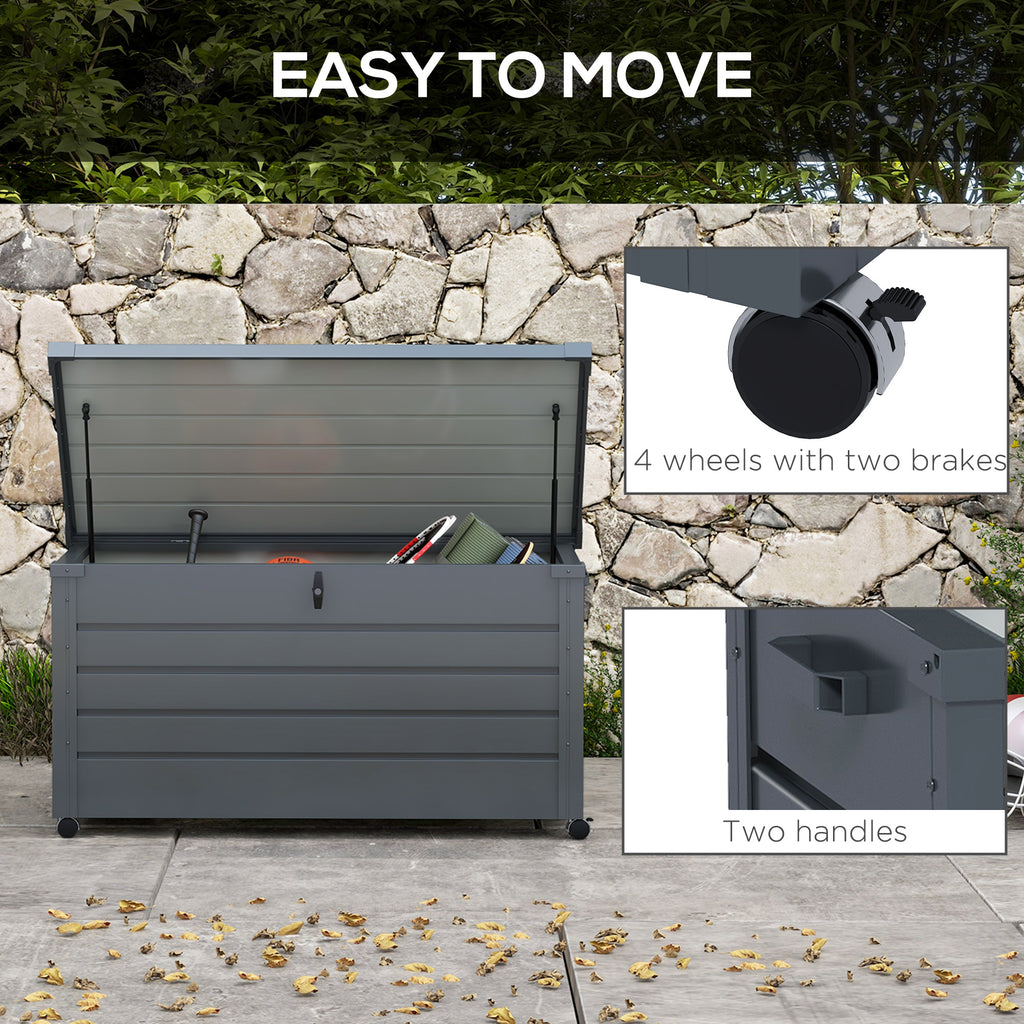 External Collection Box Outsunny 331L Outdoor Storage Box Waterproof with Wheels and Lock