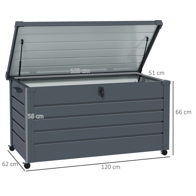 Outsunny 331L Outdoor Storage Box Waterproof with Wheels and Lock