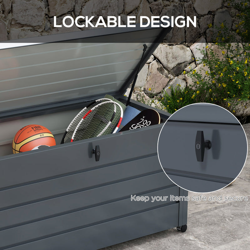 Outsunny 331L Outdoor Storage Box Waterproof with Wheels and Lock