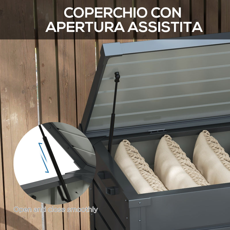 Outsunny 331L Outdoor Storage Box Waterproof with Wheels and Lock