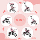 HOMCOM 6 In 1 Kids Trike, Stroller With Parent Handle
