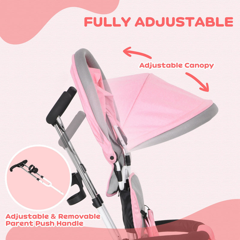 HOMCOM 6 In 1 Kids Trike, Stroller With Parent Handle