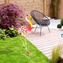 Outsunny Flamingo Garden Statue, Metal Garden Ornament with Stakes, Pink
