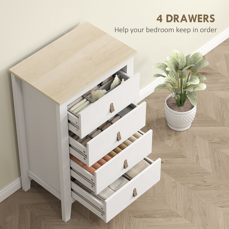 HOMCOM Bedroom Chest Of Drawers, Modern 4 Drawer Dresser