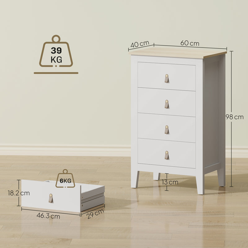 HOMCOM Bedroom Chest Of Drawers, Modern 4 Drawer Dresser