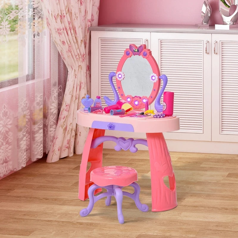 HOMCOM Dressing Table Playset - Pink Purple