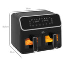 HOMCOM Dual Zone Air Fryer 8L Double Air Fryer With SYNCFinish 2700W Silver
