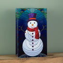 21cm Battery Operated Light up Double Sided Stained Glass Snowman Decoration with LEDs