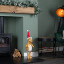 45cm Gold Plush Tyrone-Rex Dino Standing Christmas Decoration with Santa Hat