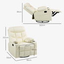 HOMCOM Manual Recliner Chair With Footrest, Cup Holder, Swivel Base, Cream White And Black