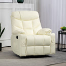 HOMCOM Manual Recliner Chair With Footrest, Cup Holder, Swivel Base, Cream White And Black