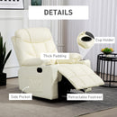 HOMCOM Manual Recliner Chair With Footrest, Cup Holder, Swivel Base, Cream White And Black