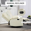 HOMCOM Manual Recliner Chair With Footrest, Cup Holder, Swivel Base, Cream White And Black