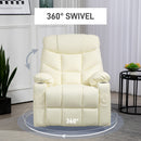 HOMCOM Manual Recliner Chair With Footrest, Cup Holder, Swivel Base, Cream White And Black
