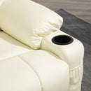 HOMCOM Manual Recliner Chair With Footrest, Cup Holder, Swivel Base, Cream White And Black