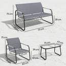Outsunny Garden Sofa Set With Loveseat, 2 Armchairs, Tempered Glass Table