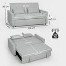 HOMCOM 2 Seater Sofa Bed, Convertible Pull Out Bed Settee, Light Grey