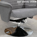 HOMCOM Upholstered Swivel Recliner Armchair with Ottoman, Grey