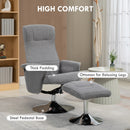 HOMCOM Upholstered Swivel Recliner Armchair with Ottoman, Grey