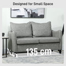 HOMCOM Two-Seater Sofa, Modern Small Sofa with Solid Wood Legs